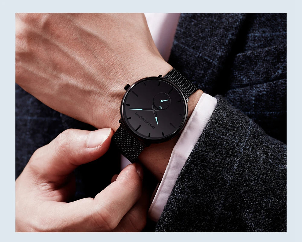 Dropship moda design simples à prova dwaterproof água malha de aço inoxidável pequeno mostrador relógios masculinos marca superior luxo quartzo relogio masculino