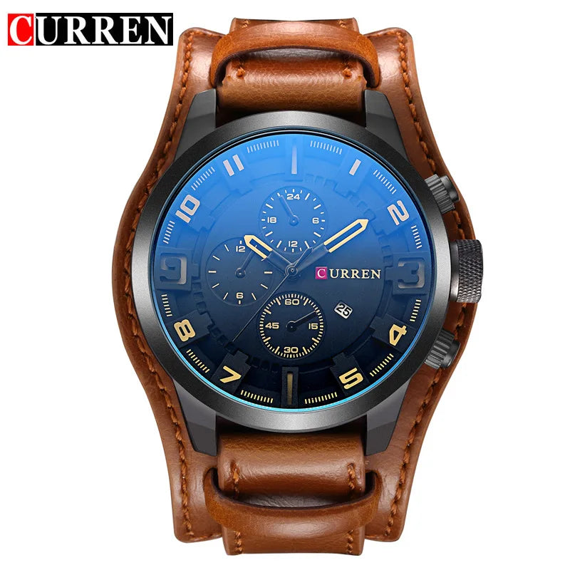 Relógio Masculino de Luxo Curren com Pulseira de Couro - ELITAN RELÓGIO