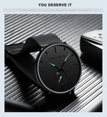 Dropship moda design simples à prova dwaterproof água malha de aço inoxidável pequeno mostrador relógios masculinos marca superior luxo quartzo relogio masculino