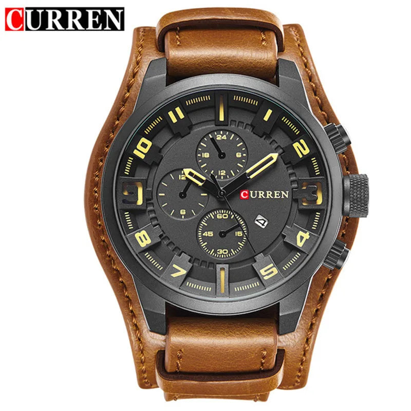 Relógio Masculino de Luxo Curren com Pulseira de Couro - ELITAN RELÓGIO