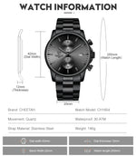 Novo cheetah relógio masculino marca de luxo negócios preto relógios quartzo dos homens à prova dwaterproof água cronógrafo esporte relógio pulso data masculino