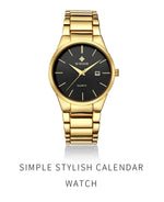 Estilo simples relógios para homens quartzo relógio de aço inoxidável wwoor relógios masculinos marca superior luxo ouro preto relógio de pulso à prova dwaterproof água