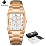 Wwoor 2024 novos relógios femininos de ouro criativo aço pulseira relógios de pulso senhoras quadrado à prova dwaterproof água feminino relogio feminino