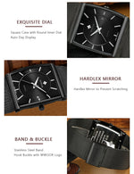 Wwoor marca superior de luxo japão movimento quartzo relógios dos homens ultra fino ouro malha aço relógio para homem quadrado à prova dwaterproof água relógio pulso