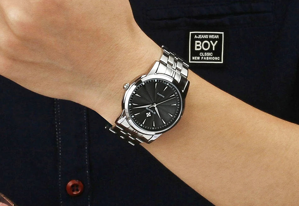 WWOOR-Relógio Masculino De Aço Inoxidável Impermeável De Luxo, Relógio De Quartzo Masculino, Relógios De Moda Casual, Original