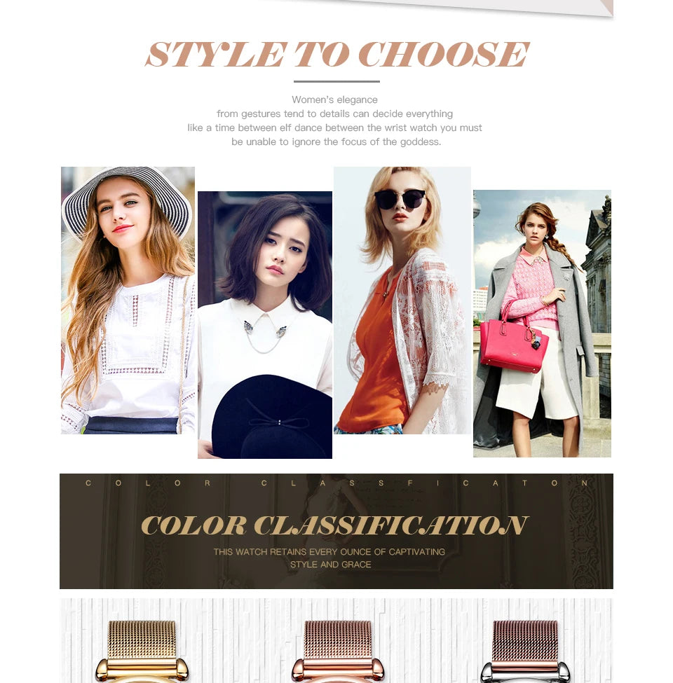 Mini foco 0177 elegante senhoras relógio de quartzo moda luminosa à prova dwaterproof água pulseira metal relógios casuais para mulher relojes de mujer