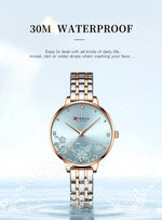 CURREN-quartzo relógios para mulheres, simples pulseira de aço inoxidável, flor Design Dial, moda