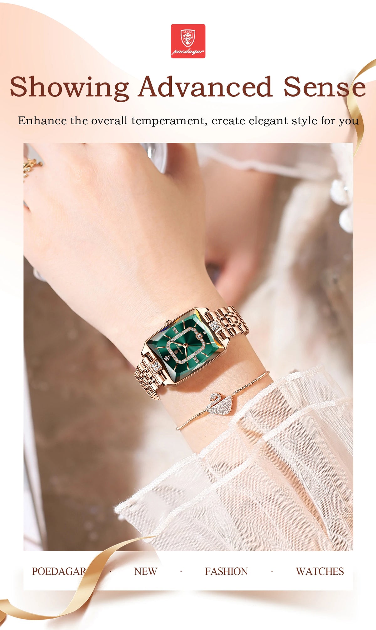 Poedagar relógio de luxo para mulher calendário à prova dwaterproof água alta qualidade senhoras relógio aço inoxidável quartzo relógios femininos elegante + caixa