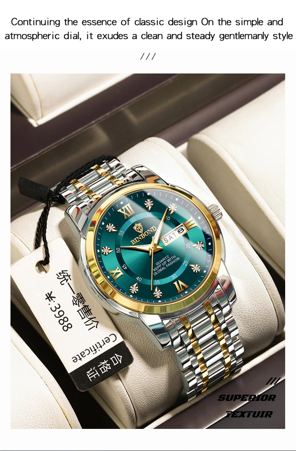 PENGAGAR-Relógio Quartz Masculino, Impermeável, Data Week, Relógio De Pulso Luminoso, Relógios De Aço Inoxidável, Relógio Masculino, Relógio Esportivo