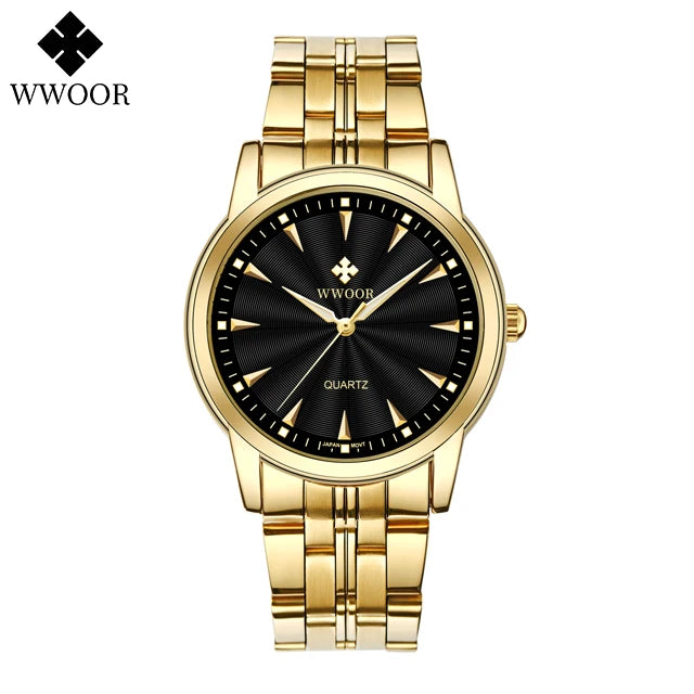 WWOOR-Relógio Masculino De Aço Inoxidável Impermeável De Luxo, Relógio De Quartzo Masculino, Relógios De Moda Casual, Original