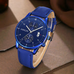 Preto clássico relógio de quartzo masculino dial relógio moda redonda quartzo simples relógio casual para esportes versátil relógio de couro