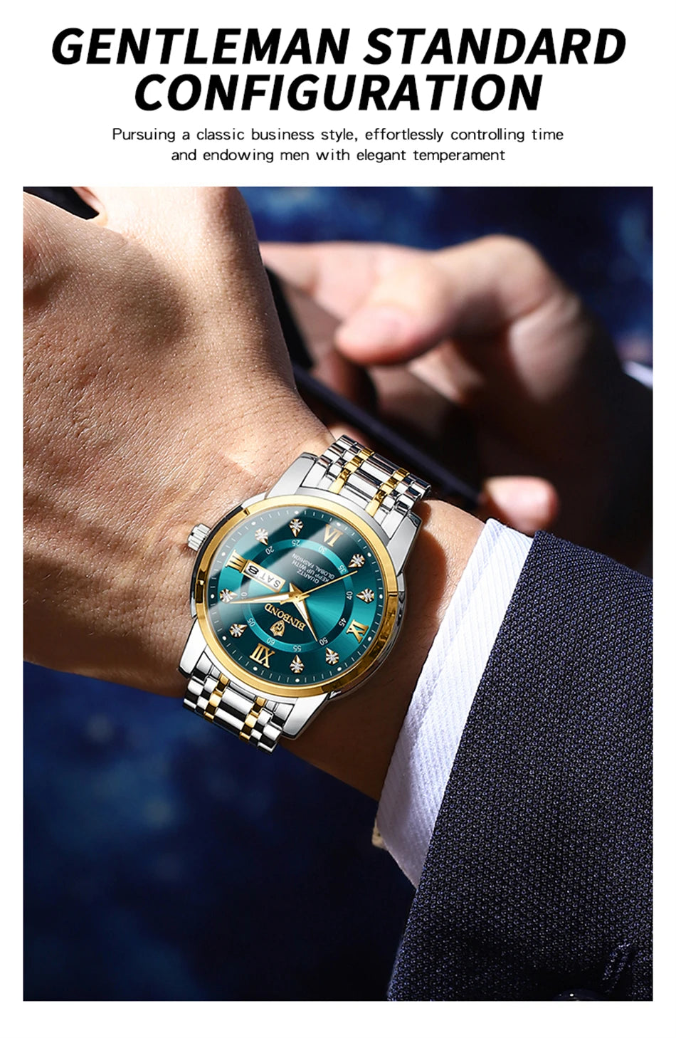 PENGAGAR-Relógio Quartz Masculino, Impermeável, Data Week, Relógio De Pulso Luminoso, Relógios De Aço Inoxidável, Relógio Masculino, Relógio Esportivo