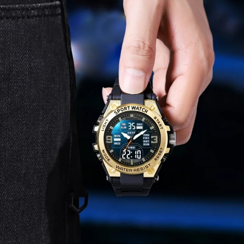 [Relógio cronógrafo digital masculino] Relógio cronógrafo multiesporte Relógio de quartzo digital masculino com alarme data luminosa O Gi ideal