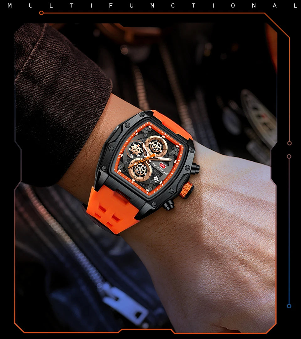 MINI FOCUS Multifuncional Casual Luxo Relógio de Quartzo Relógios para Homens Relógio de Pulso Cronógrafo À Prova D 'Água 0473G
