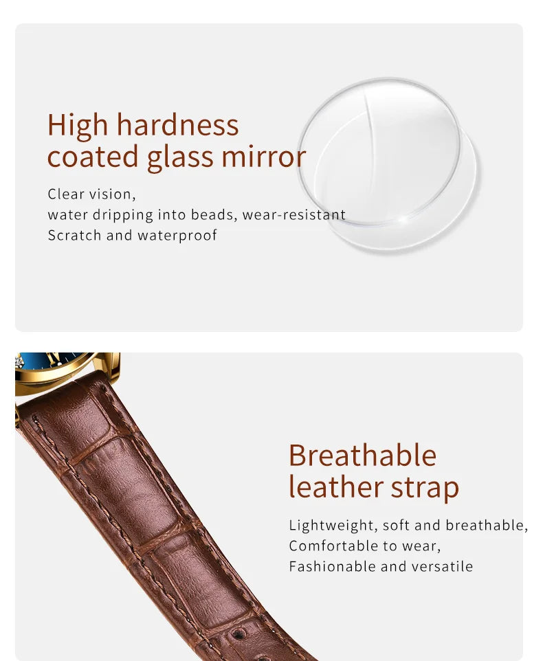 Olevs 5523 marca original relógios femininos moda à prova dwaterproof água pulseira de couro relógio de quartzo para senhora cronógrafo relógio de pulso luminoso