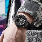 Relógios desportivos para homem 2025 Novo design de luneta tripla Relógio de quartzo Silicone militar castanho Relógio para homem