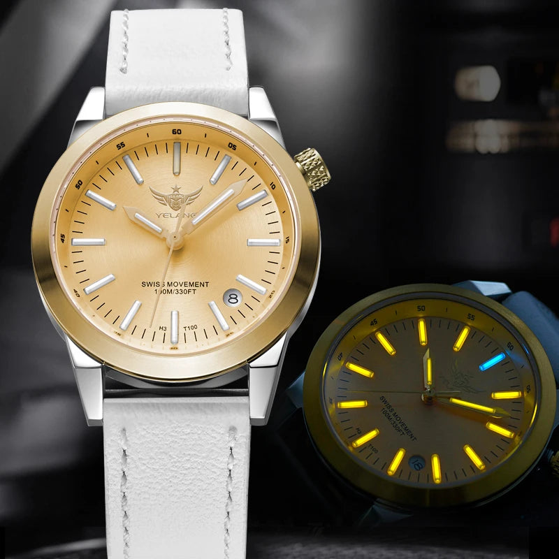 Yelang v1010 36mm relógio feminino elegante relógio de quartzo para mulheres estudante moda à prova dwaterproof água relógios safira presente luxo luminoso