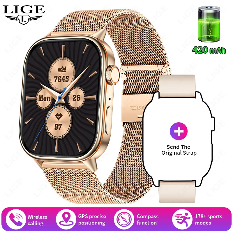 Lige 2025 para android ios gps relógio inteligente feminino 2.01 "tela hd freqüência cardíaca bluetooth chamada bússola ip68 à prova dip68 água masculino smartwatch