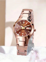 Oruss marca quente relógio feminino de alta qualidade aço inoxidável à prova dwaterproof água ponteiro luminoso semana calendário eleganc relógio quartzo feminino