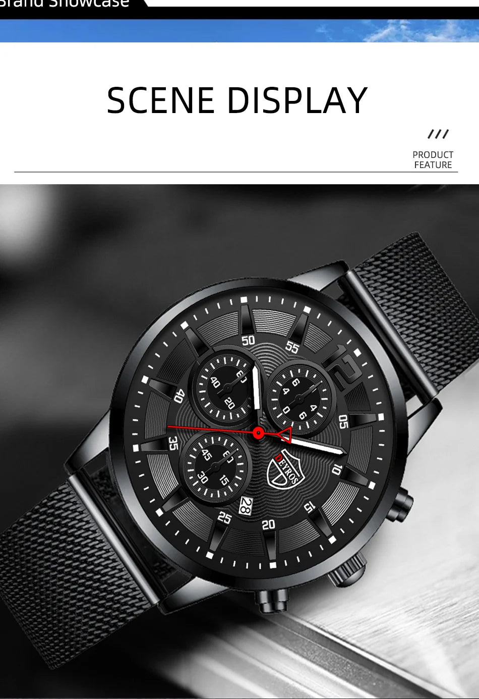 Deyros moda masculina relógios minimalistas negócios casual relógio de quartzo simples masculino malha de aço inoxidável relógio reloj hombre