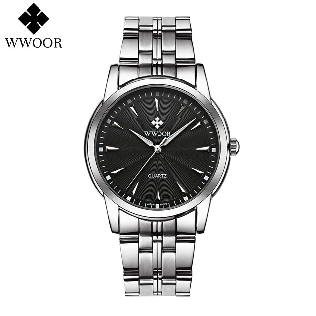 WWOOR-Relógio Masculino De Aço Inoxidável Impermeável De Luxo, Relógio De Quartzo Masculino, Relógios De Moda Casual, Original