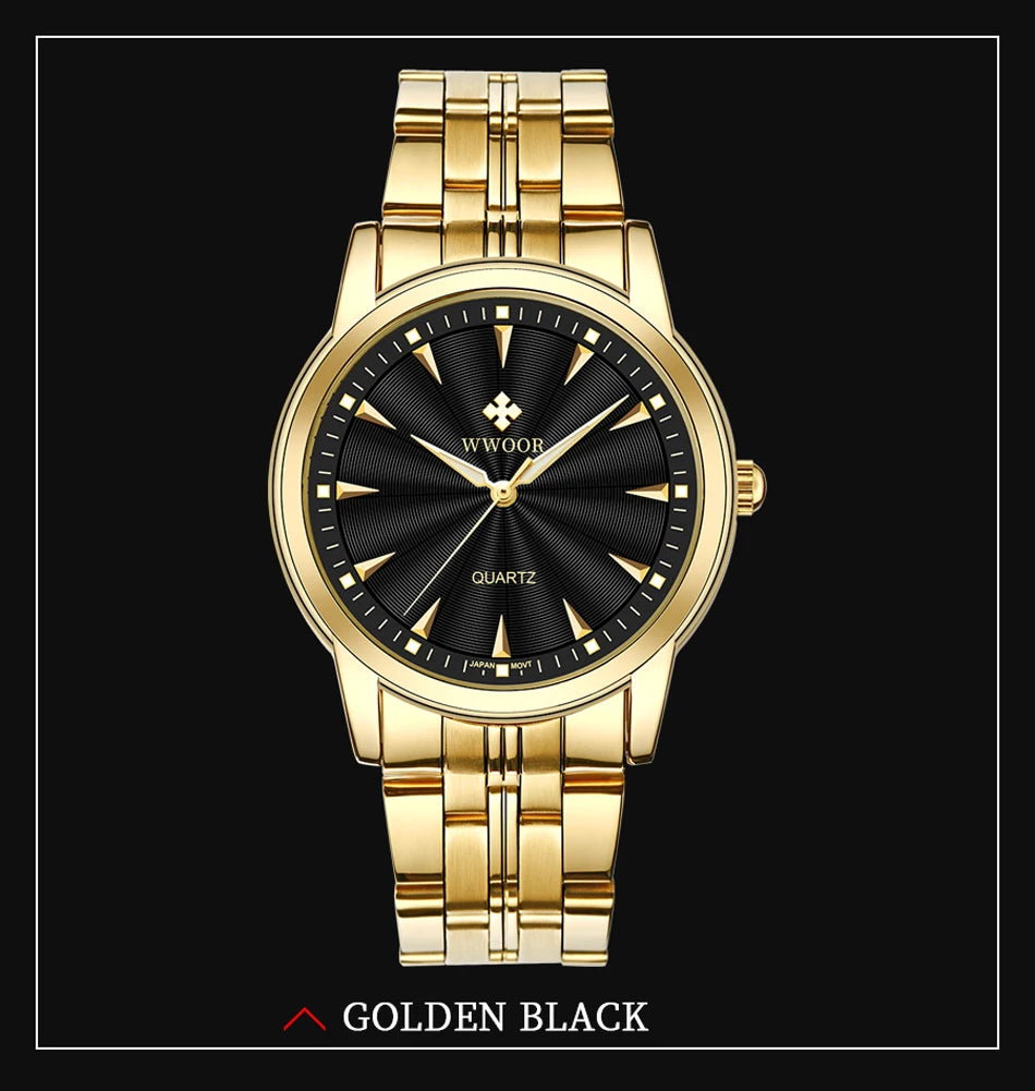 WWOOR-Relógio Masculino De Aço Inoxidável Impermeável De Luxo, Relógio De Quartzo Masculino, Relógios De Moda Casual, Original