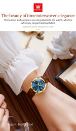 Olevs clássicos pulseira de couro relógio de quartzo para mulheres moda elegante diamante senhoras relógio à prova dwaterproof água data relógio de quartzo feminino