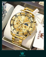 Olevs 2870 relógio masculino 42.5mm grande mostrador cronógrafo fase da lua relógios esportivos à prova dwaterproof água moda original relógio de quartzo para homem 2025