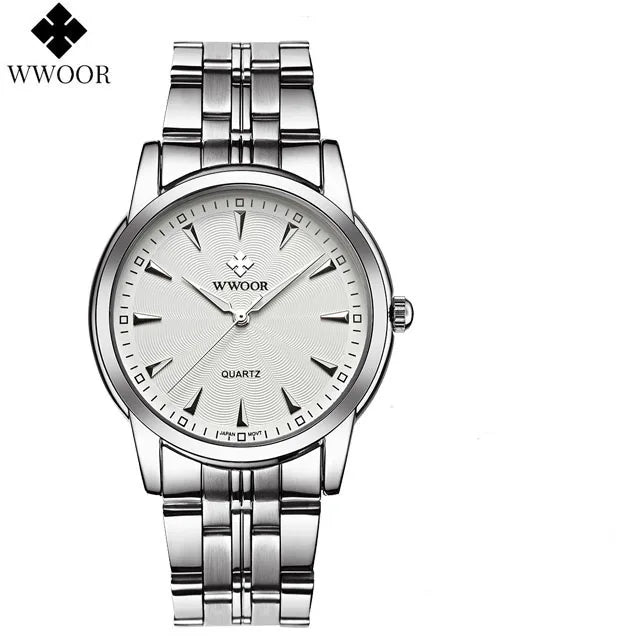 WWOOR-Relógio Masculino De Aço Inoxidável Impermeável De Luxo, Relógio De Quartzo Masculino, Relógios De Moda Casual, Original