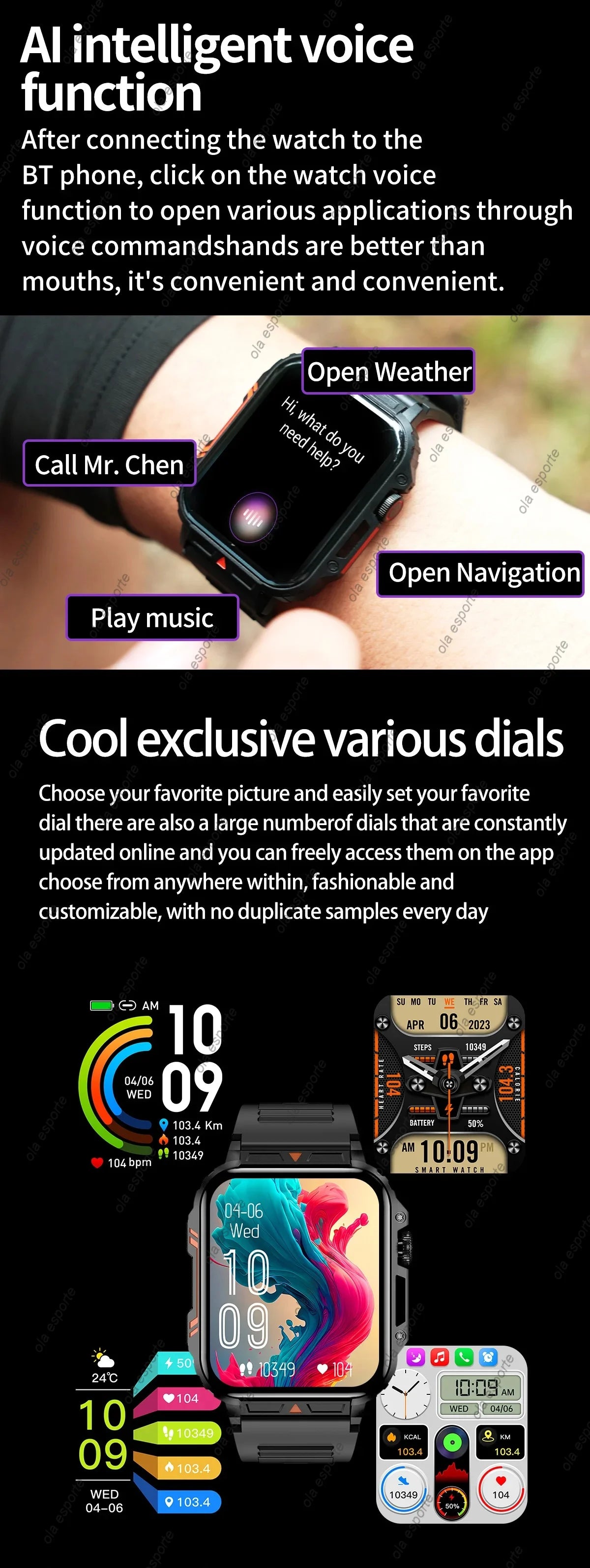 Novo ao ar livre smartwatch das mulheres dos homens bluetooth chamada monitor de saúde freqüência cardíaca relógios militares gps pista esportes fitness relógio inteligente