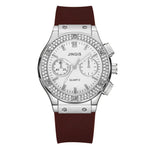 Moda 2025 Relógios Mulher Borracha Luxuosa Marca Casual Diamante Feminino Relogio Feminino Relogio Esportivo Simples