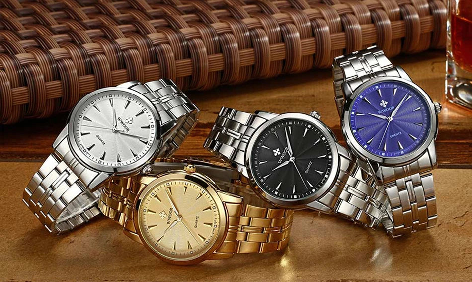 WWOOR-Relógio Masculino De Aço Inoxidável Impermeável De Luxo, Relógio De Quartzo Masculino, Relógios De Moda Casual, Original