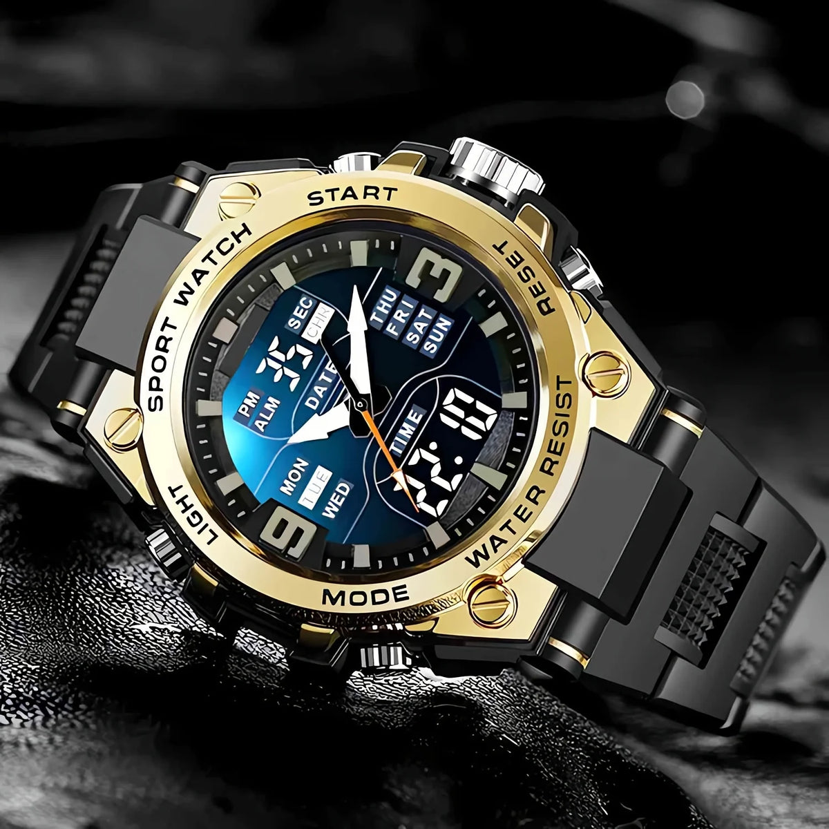 [Relógio cronógrafo digital masculino] Relógio cronógrafo multiesporte Relógio de quartzo digital masculino com alarme data luminosa O Gi ideal