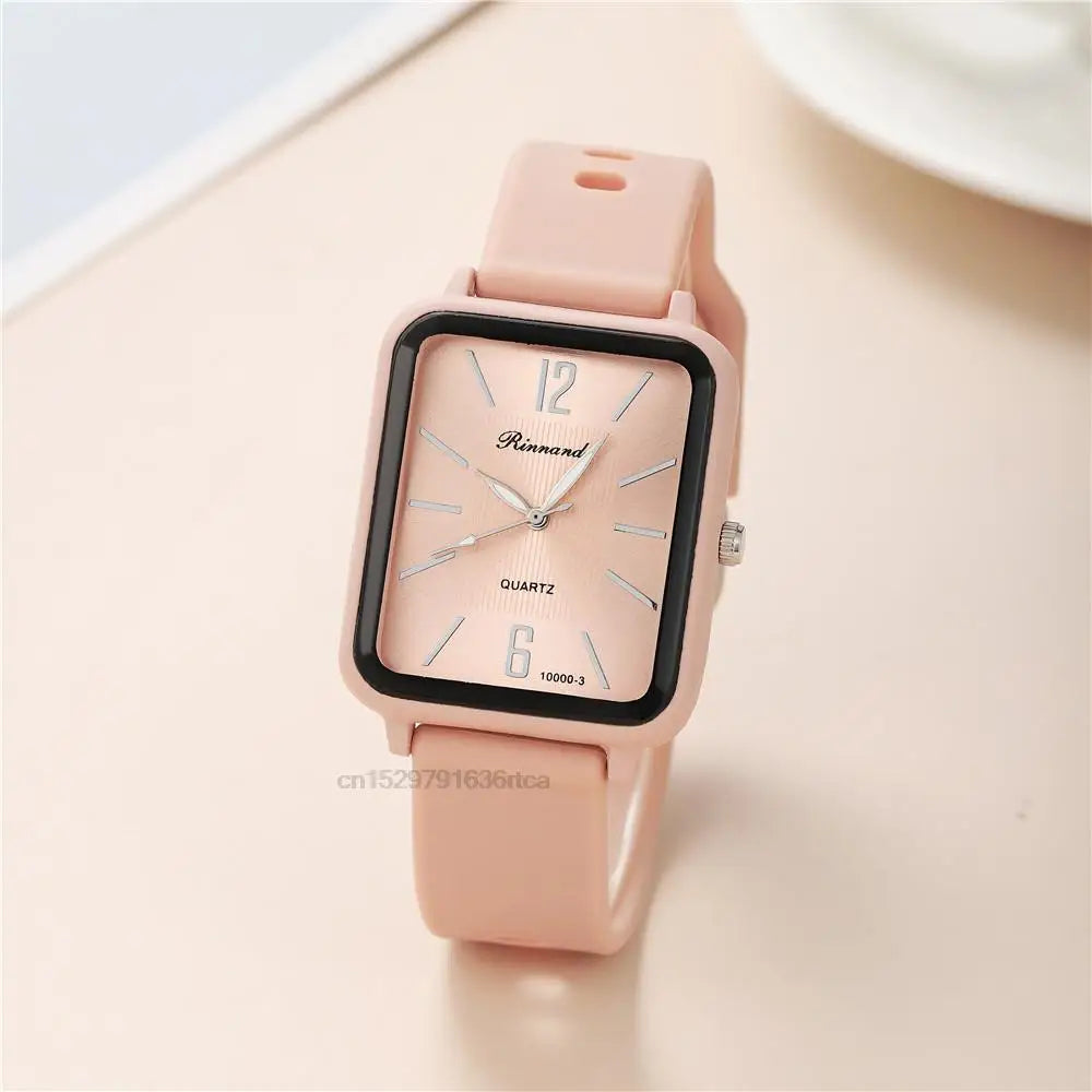 Relógios de Moda de Luxo Mulher em Silicone Qualidades Rectângulo de Quartzo Relógios de Pulso com Pulseira Simples Preto Branco Relógio Feminino Presente