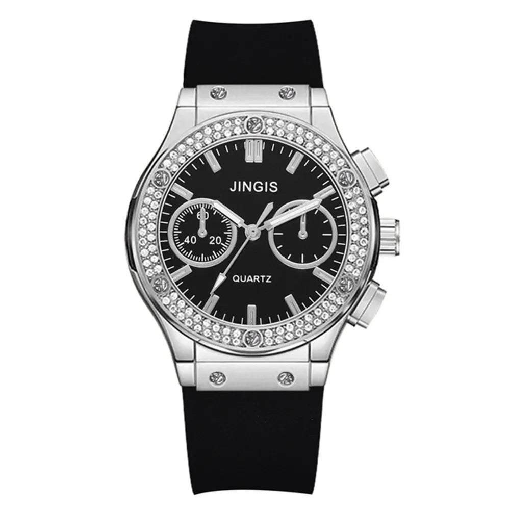 Moda 2025 Relógios Mulher Borracha Luxuosa Marca Casual Diamante Feminino Relogio Feminino Relogio Esportivo Simples