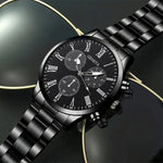 4 pçs moda masculina luxo relógio de pulso de quartzo spearhead pingente colar pulseira anel masculino negócios analógico relógios de aço inoxidável