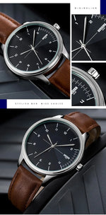 Top marca novo relógio masculino pulseira de couro ultra fino relógio minimalista para homens casual simples quartzo relógios à prova dwaterproof água