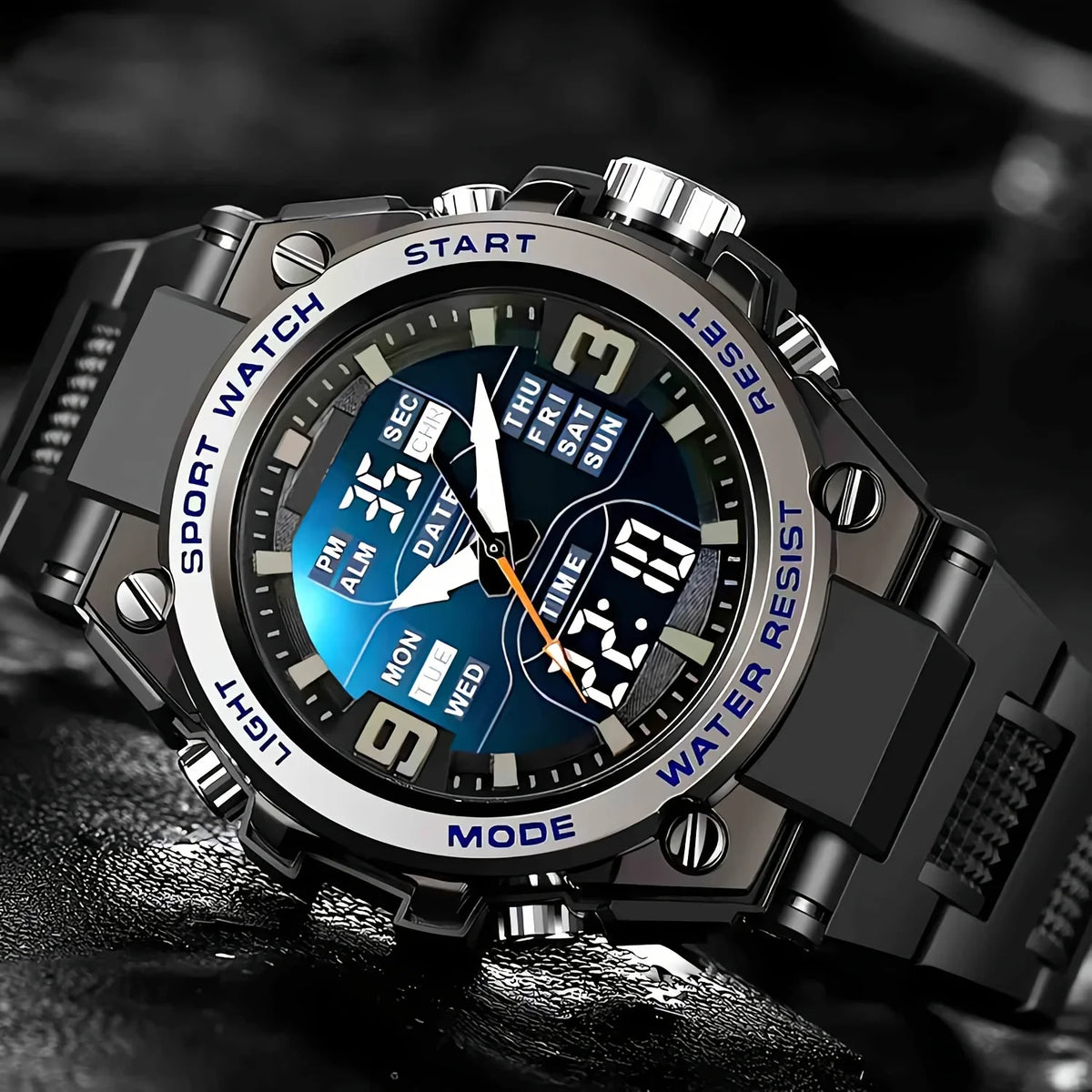 [Relógio cronógrafo digital masculino] Relógio cronógrafo multiesporte Relógio de quartzo digital masculino com alarme data luminosa O Gi ideal