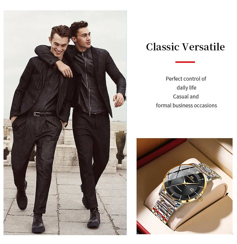 VA VA VOOM Moda Masculina Relógios À Prova D 'Água de Aço Inoxidável Negócios Simples Luz Noturna Data Top Marca Relógio de Quartzo para Homens