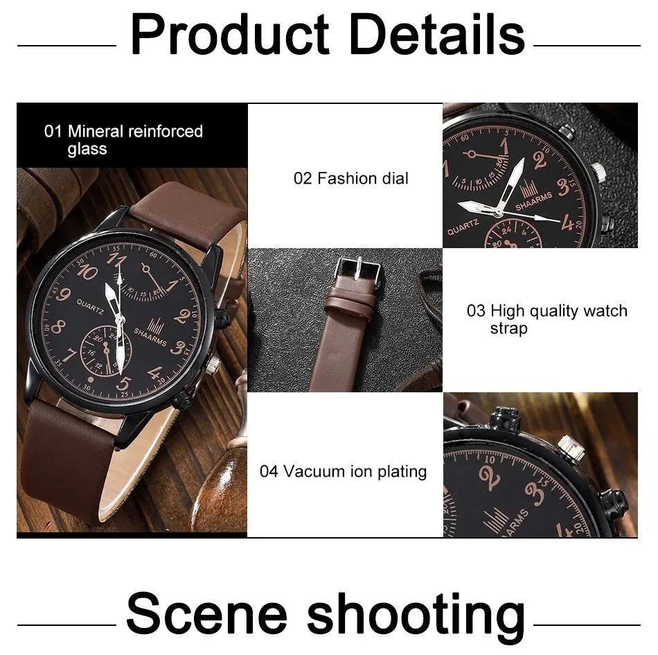 Moda Mens Relógios Esportivos Homem Negócios Quartz Relógio De Pulso De Couro De Luxo Pulseira Homens Relógio Casual