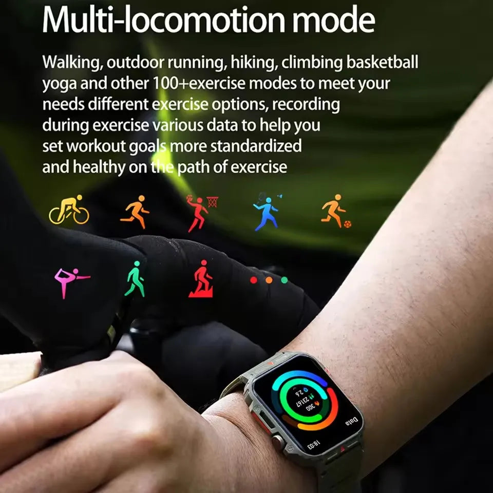 Novo ao ar livre smartwatch das mulheres dos homens bluetooth chamada monitor de saúde freqüência cardíaca relógios militares gps pista esportes fitness relógio inteligente