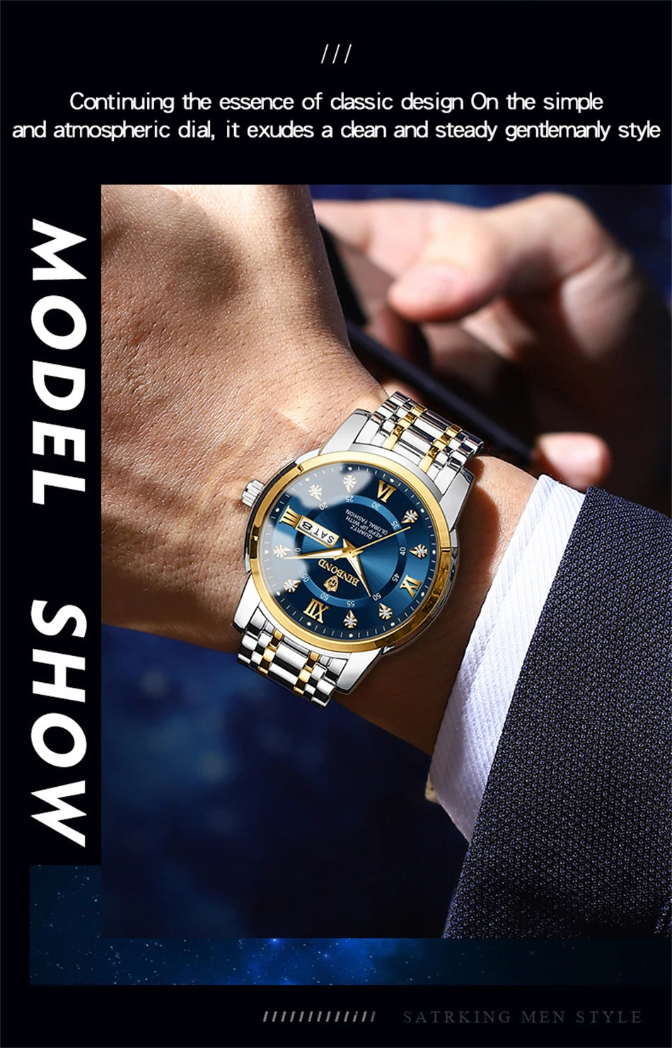 PENGAGAR-Relógio Quartz Masculino, Impermeável, Data Week, Relógio De Pulso Luminoso, Relógios De Aço Inoxidável, Relógio Masculino, Relógio Esportivo