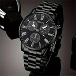 4 pçs moda masculina luxo relógio de pulso de quartzo spearhead pingente colar pulseira anel masculino negócios analógico relógios de aço inoxidável