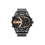 Relógio masculino luxuoso de aço inoxidável – Relógio de quartzo com mostrador analógico grande para negócios e roupas casuais – Cronógrafo esportivo à prova d'água