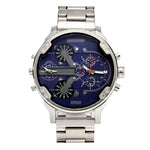 Relógio masculino luxuoso de aço inoxidável – Relógio de quartzo com mostrador analógico grande para negócios e roupas casuais – Cronógrafo esportivo à prova d'água