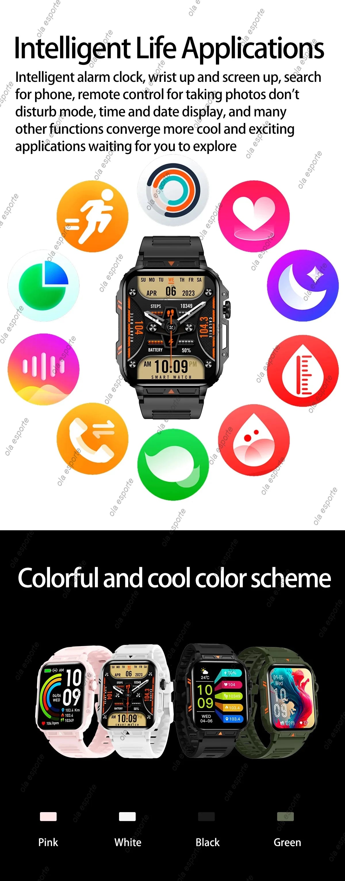 Novo ao ar livre smartwatch das mulheres dos homens bluetooth chamada monitor de saúde freqüência cardíaca relógios militares gps pista esportes fitness relógio inteligente