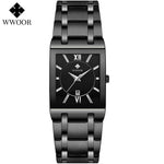 Wwoor-relógio masculino de quartzo, aço inoxidável, ouro, à prova d'água, com data quadrada, marca de luxo, para homens