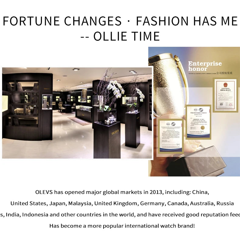 Olevs 5523 marca original relógios femininos moda à prova dwaterproof água pulseira de couro relógio de quartzo para senhora cronógrafo relógio de pulso luminoso