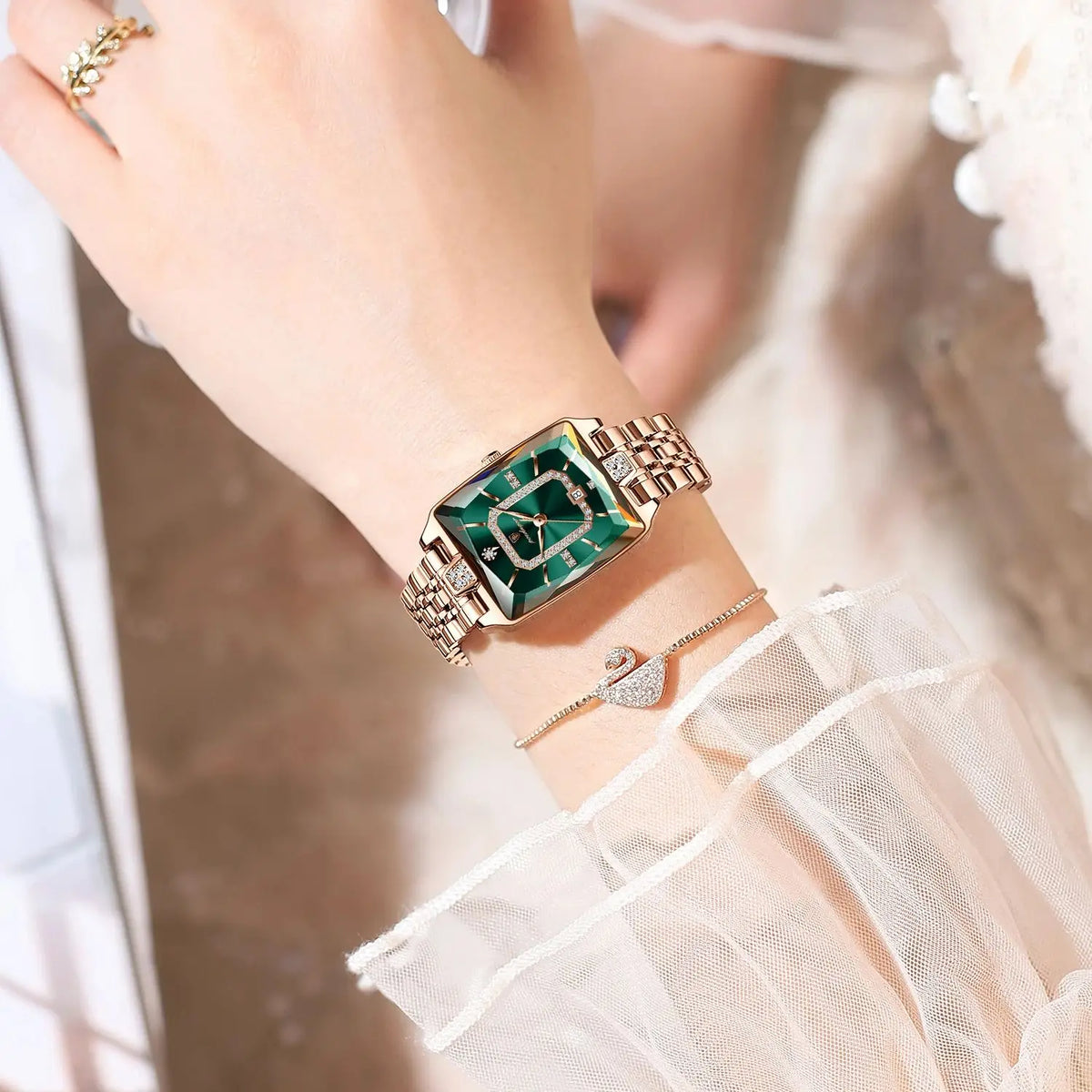 Poedagar relógio de luxo para mulher calendário à prova dwaterproof água alta qualidade senhoras relógio aço inoxidável quartzo relógios femininos elegante + caixa