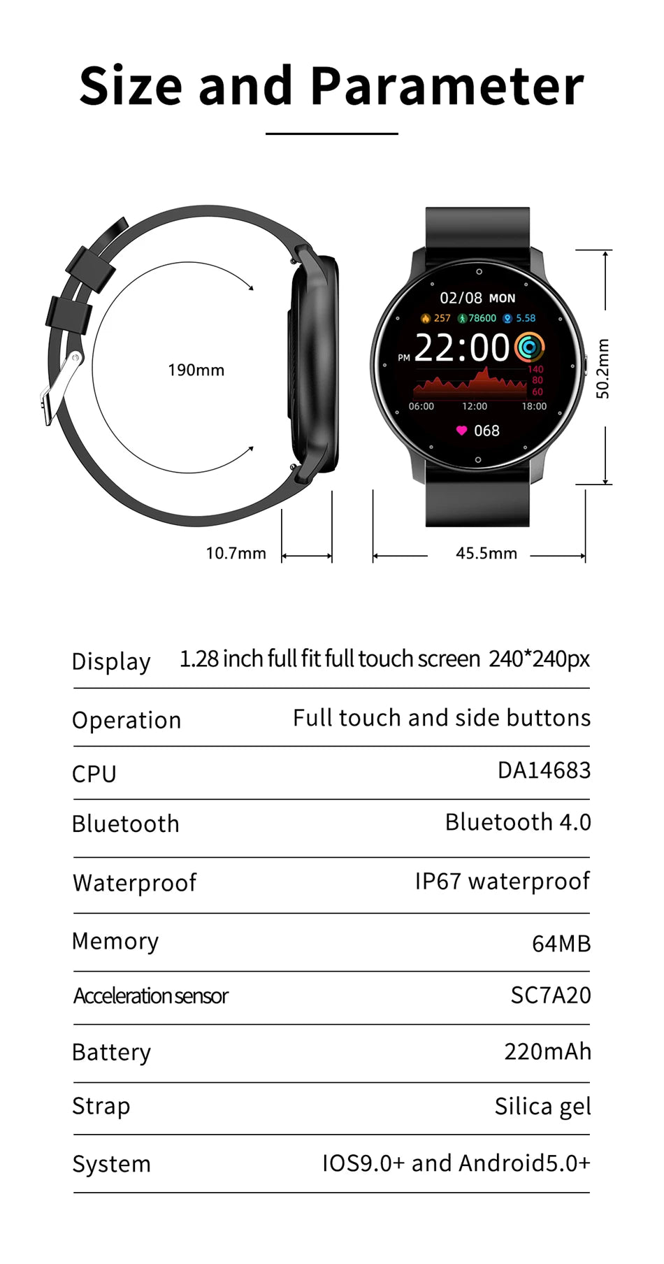 ELITAN RELÓGIO Smartwatch LIGE com Chamada Bluetooth e IP67 à Prova d'Água